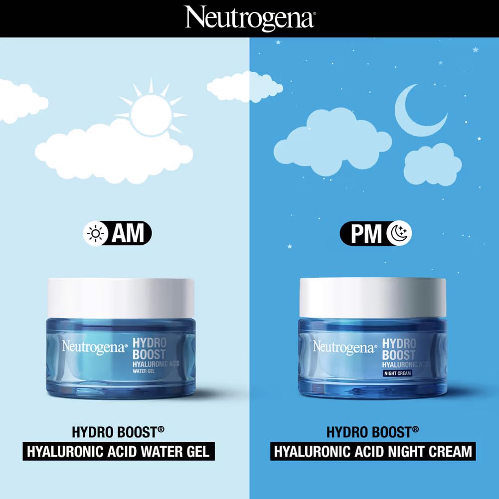 Neutrogena Hydro Boost Hyaluronic Acid Face Moisturizer 50ml | 24 hours long lasting Hydration | Oil free non sticky light water gel fast absorbing| Daily use | All Skin Types | For Men & Women 50g