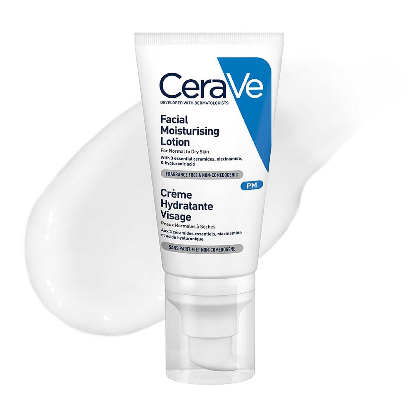 CeraVe PM Facial Moisturizing Lotion For Normal To Dry Skin (52ml) - Formulated With 3 Essential Ceramides, Niacinamide And Hyaluronic Acid | Ultra Lightweight Night Cream