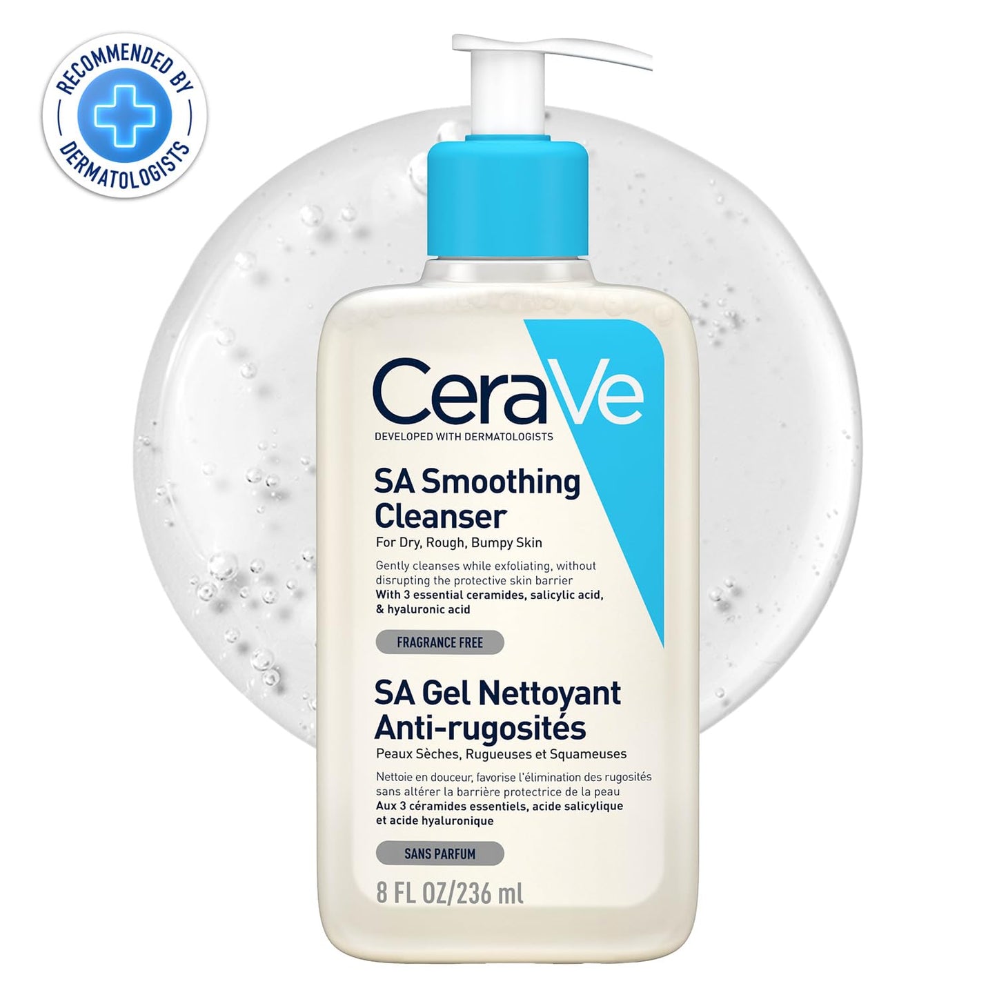 CeraVe SA Smoothing Cleanser For Dry, Rough & Bumpy Skin, contains Salicylic Acid, Dermatologist Recommended Face wash (236ml)