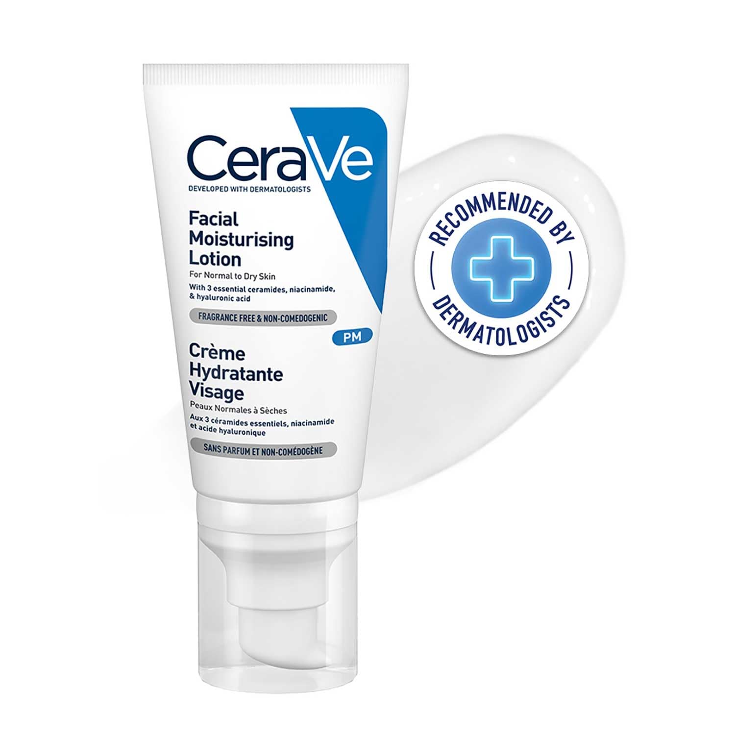 CeraVe PM Facial Moisturizing Lotion For Normal To Dry Skin (52ml) - Formulated With 3 Essential Ceramides, Niacinamide And Hyaluronic Acid | Ultra Lightweight Night Cream