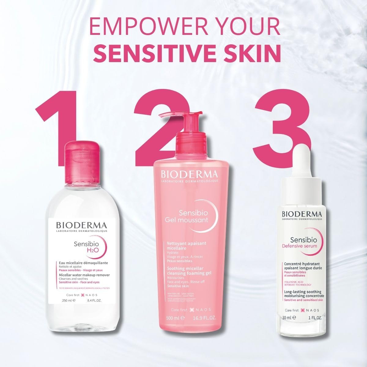 Bioderma Sensibio H2O Daily Soothing Cleanser, Make up Pollution & Impurities Remover Face Eyes Sensitive skin, 250ml