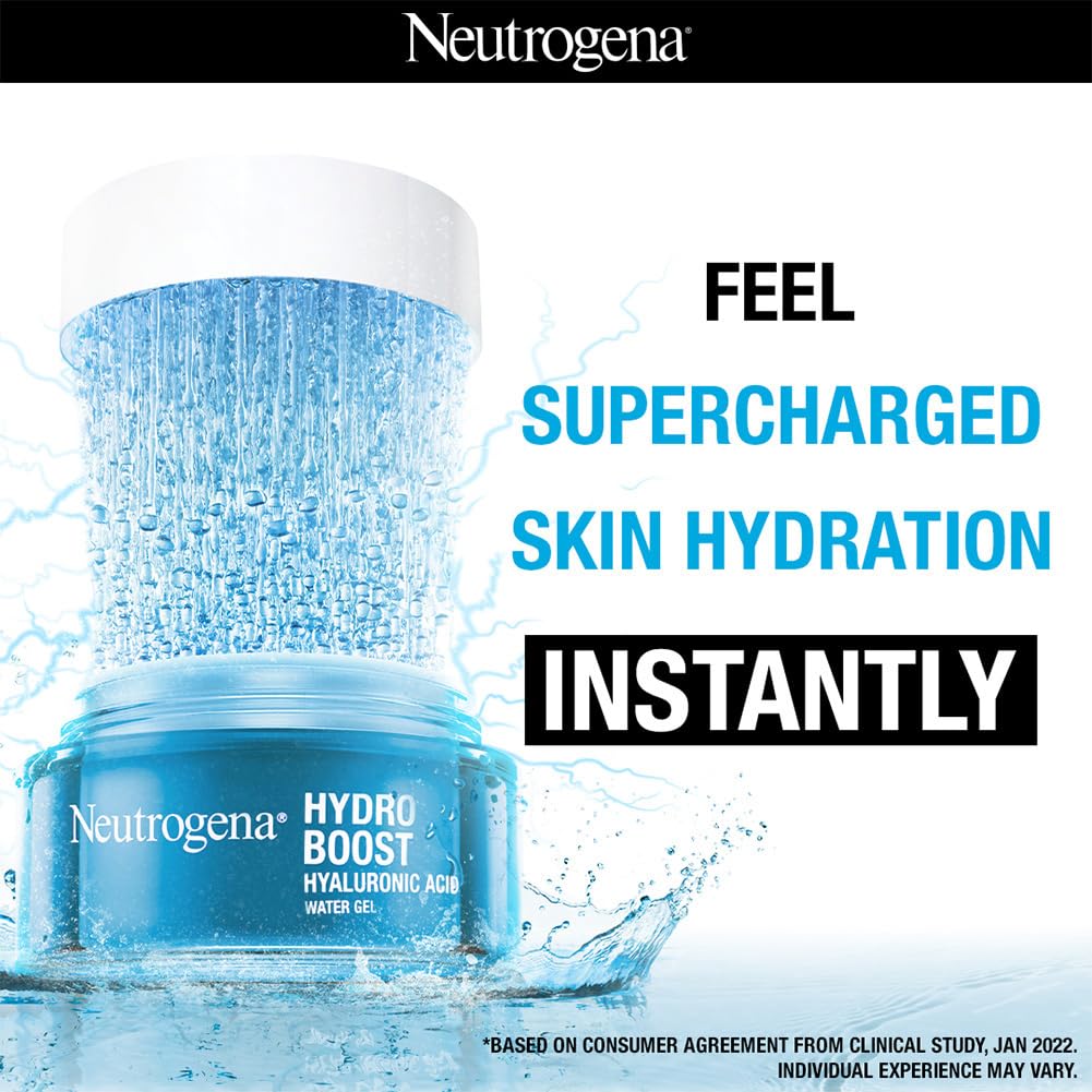 Neutrogena Hydro Boost Hyaluronic Acid Face Moisturizer 50ml | 24 hours long lasting Hydration | Oil free non sticky light water gel fast absorbing| Daily use | All Skin Types | For Men & Women 50g