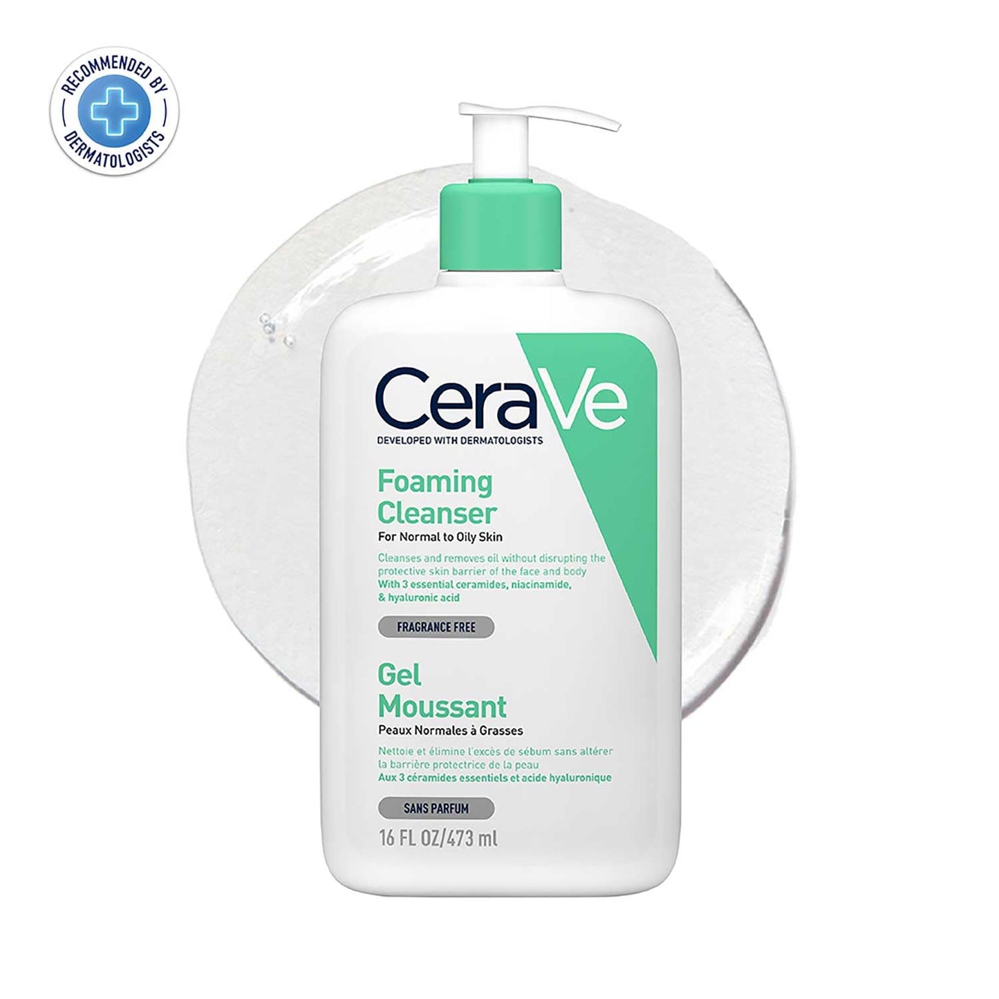 CeraVe Foaming Cleanser For Normal To Oily Skin (473ml) - Dermatologist-Developed Facewash | Non-Comedogenic And Fragrance-Free Cleansers For Acne-Prone Skin