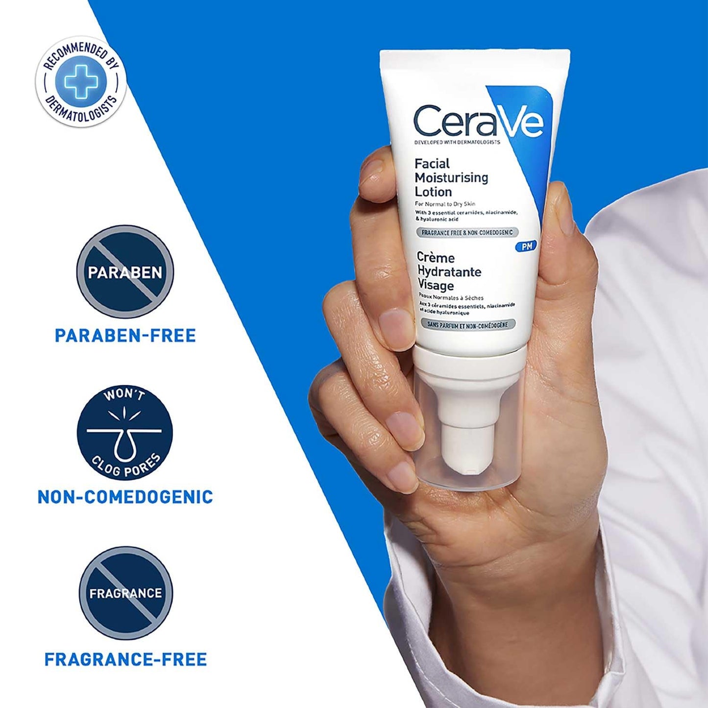 CeraVe PM Facial Moisturizing Lotion For Normal To Dry Skin (52ml) - Formulated With 3 Essential Ceramides, Niacinamide And Hyaluronic Acid | Ultra Lightweight Night Cream