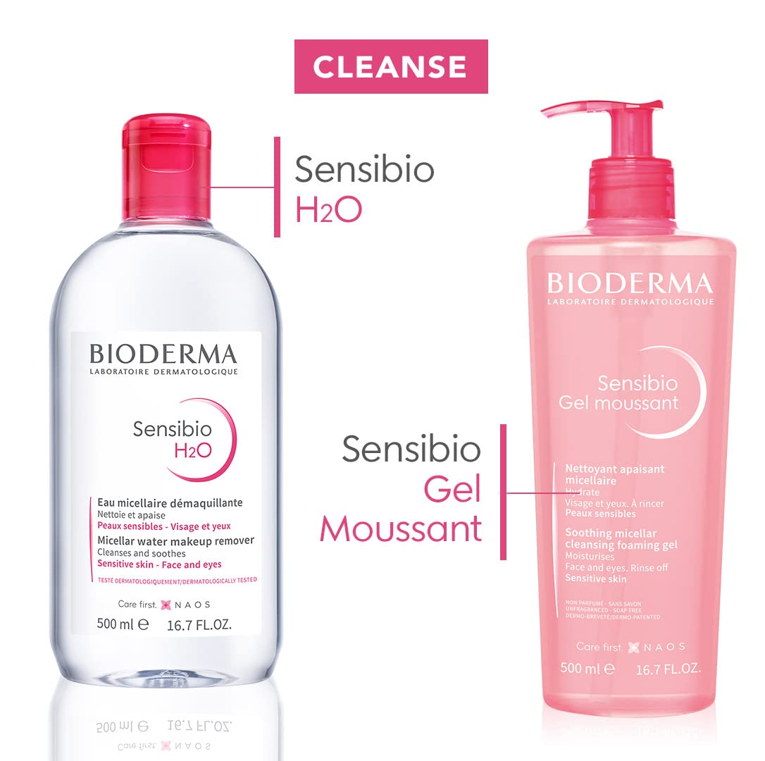 Bioderma Sensibio H2O Daily Soothing Cleanser, Make up Pollution & Impurities Remover Face Eyes Sensitive skin, 250ml