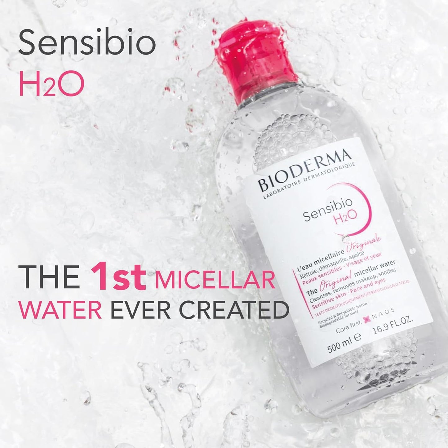 Bioderma Sensibio H2O Daily Soothing Cleanser, Make up Pollution & Impurities Remover Face Eyes Sensitive skin, 250ml